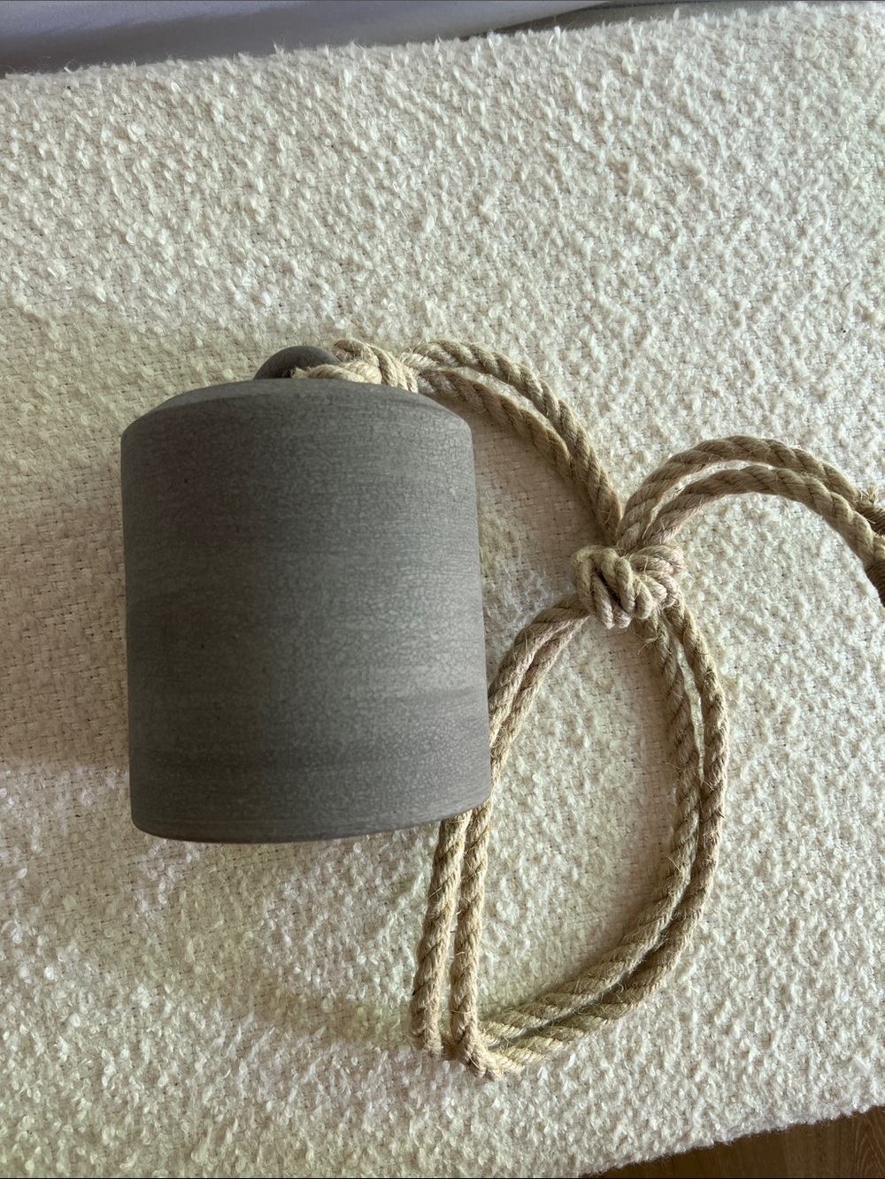 Jenni Kayne Gray Ceramic Bell with Natural Rope